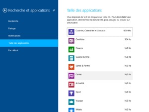 Taille des applications